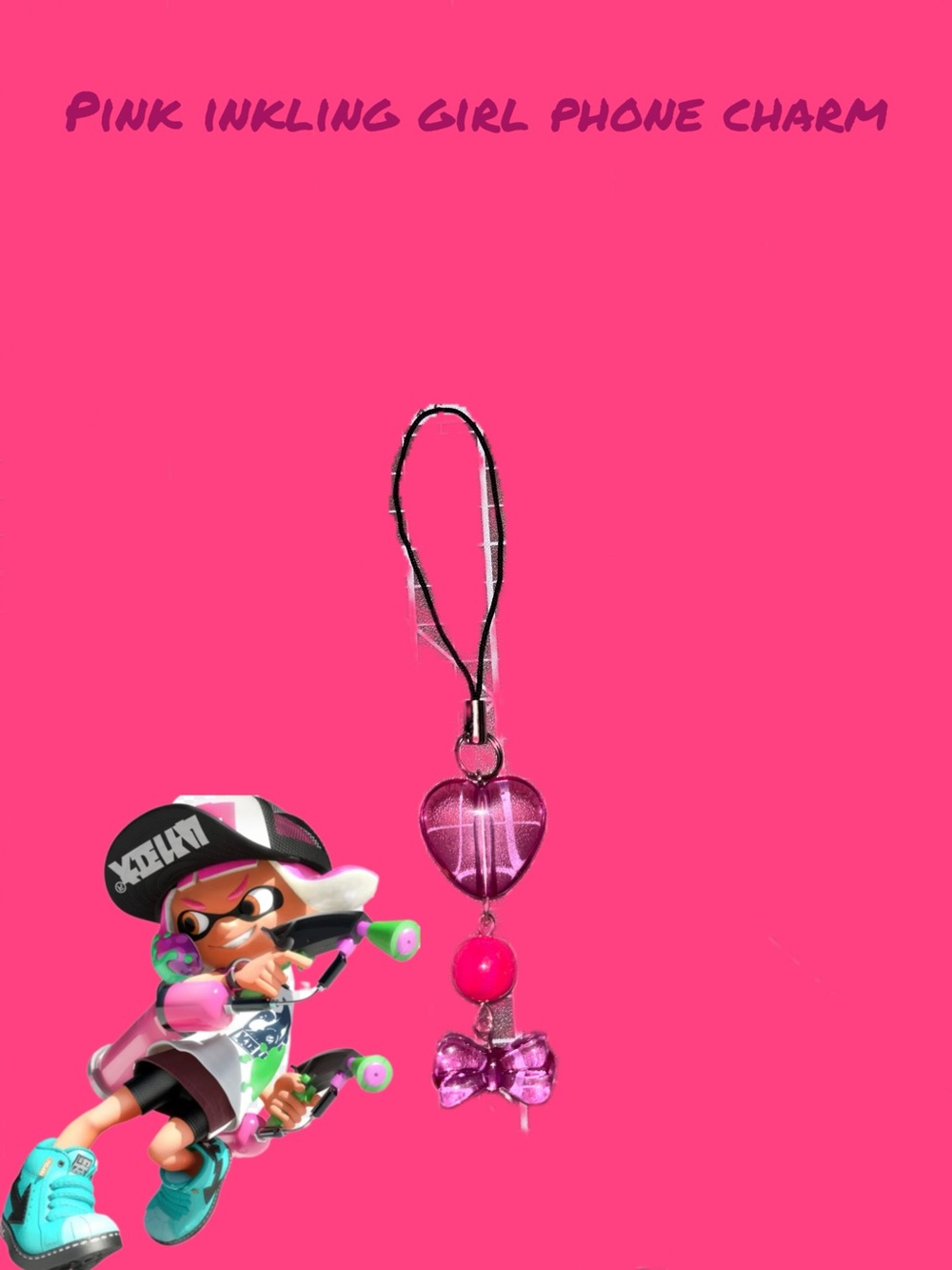 Handmade Pink Inkling Girl Phone Charm